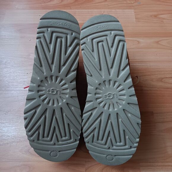 UGG Classic Mini II Braid Platform Chestnut Suede Boots Sz 12 Winter Outdoor - Picture 8 of 10